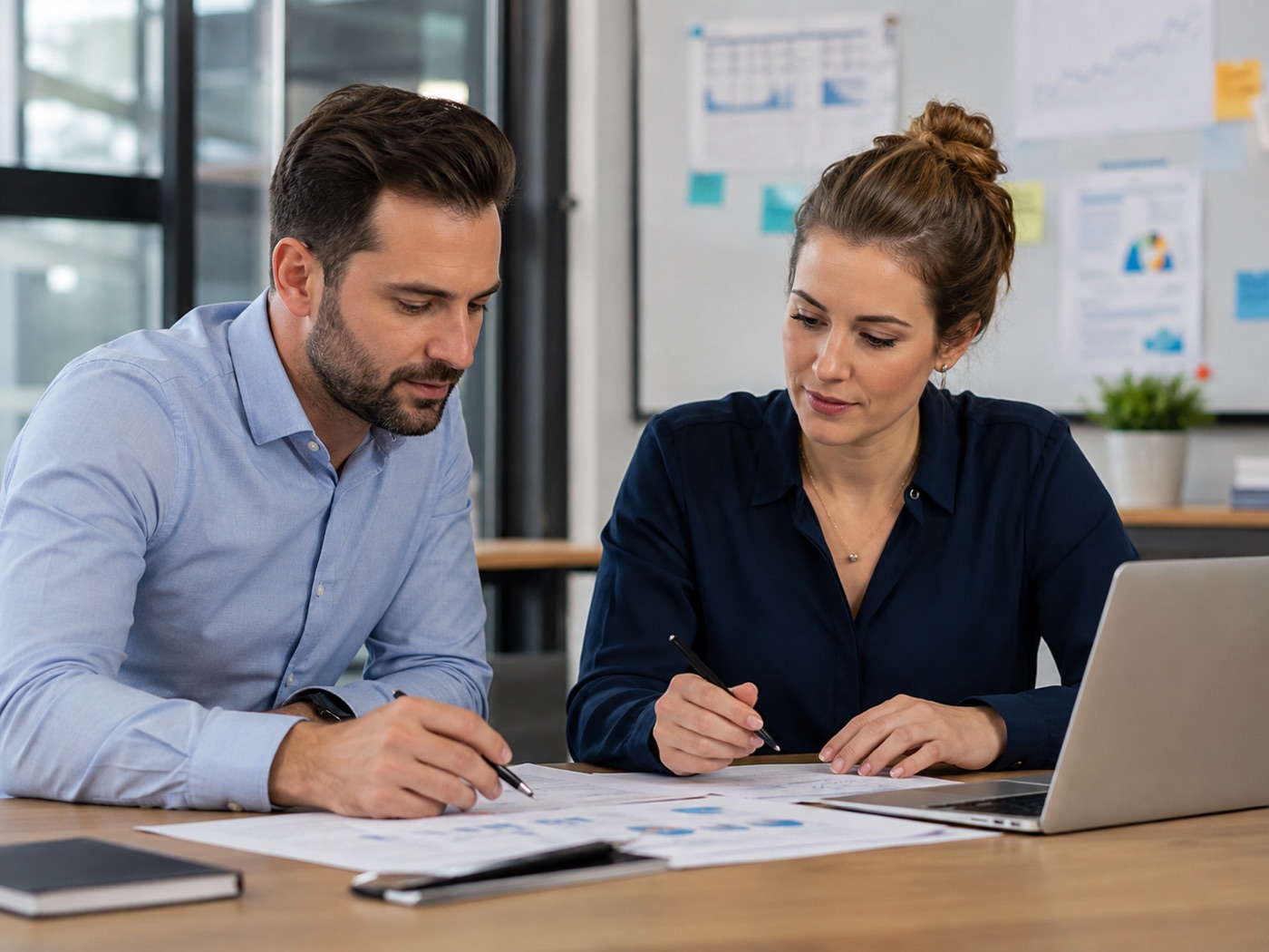 Two colleagues discussing a role